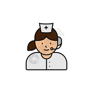 可商用护士呼叫中心 化身 女孩 护士线图标 呼叫中心插图图标的元素 优质图形设计图标 可用于网络 徽标 移动应用程序 UI UX插画