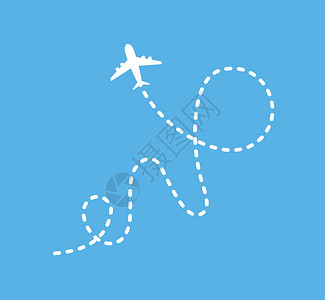 飞机路线以白色背景隔离的空中飞机航线旅行矢量图标草图航班交通演习虚线空气绘画信息路线涂鸦插画
