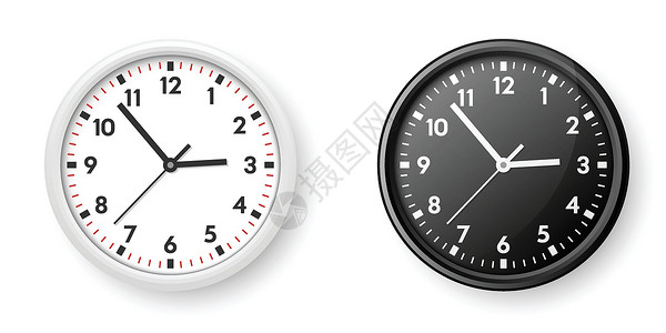 时钟向量以平板样式显示时钟图标 在孤立的背景中观察面向量图示 时间提醒符号业务概念拨号跑表圆圈体积发条数字办公室小时商业计时器设计图片