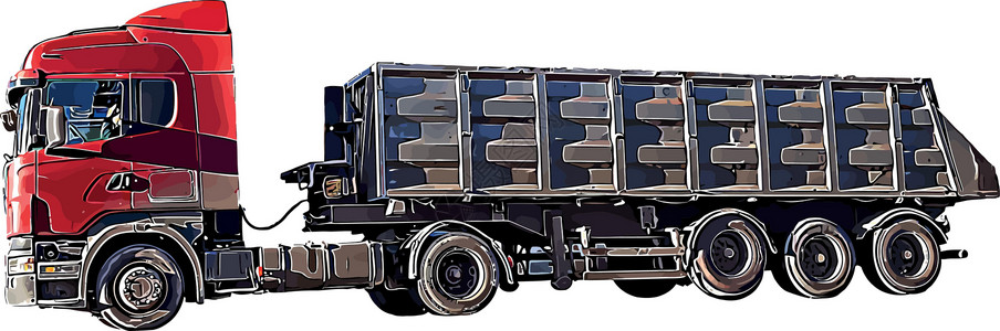 载运各种货物的重型卡车的彩色矢量图像速度货车运输物流车辆送货汽车过境商业交通背景图片