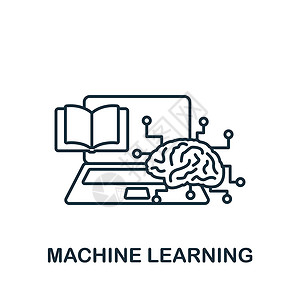 机器学习图标 单色简单人工智能图标 用于模板 网络设计和信息图的功能性符号Name算法电脑科学创新中风数据电路智力头脑机器人设计图片