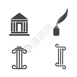柱子设计圆柱图设计网络古董标识互联网法律网站法庭律师技术柱子插画
