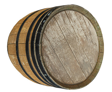 白色背景的黑环被孤立的旧木红酒桶背景图片