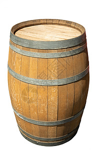 白色背景孤立的灰色圆环旧木红酒桶背景图片