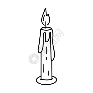 燃烧蜡烛的黑色孤立面条插图背景图片