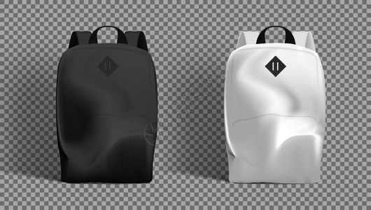 透明背包3D 带有阴影的黑色和白色事故背包插画
