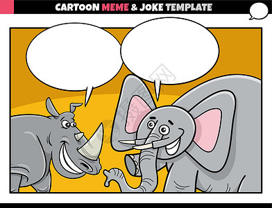 含有犀牛和大象的卡通模版背景图片