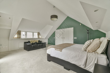 折线背景Mansard卧室 室内设计最小型设计复折住房房子家具窗户房间白色风格天花板装饰背景