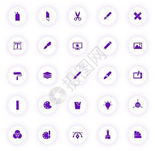 艺术和设计紫色颜色矢量图标上带有紫色阴影的浅色圆形按钮 为 web 移动应用程序 ui 设计和打印设置的艺术和设计图标用户工具工背景图片