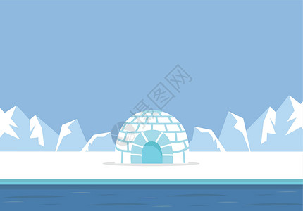 我们探索圆冰穹冰屋的美丽北极北极地貌景观图插画