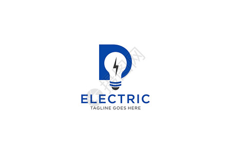 富尔特D字母Logo设计 有灯泡和闪电 电子博尔特字母Logo设计图片