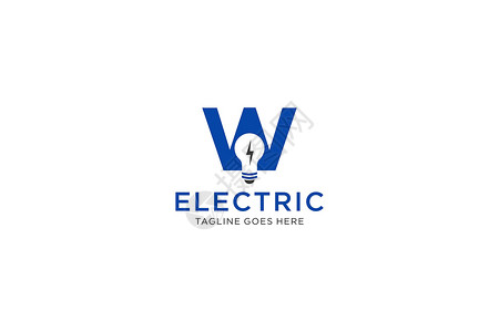 W信灯和闪电灯的Logo设计 电子博尔特字母 Logo背景图片