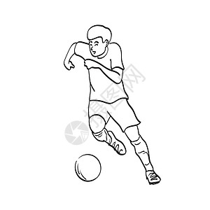动作中的男性足球运动员艺术一线运动演示矢量手 在白背景上被孤立背景图片