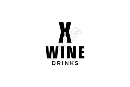 首字母X 带有酒瓶品牌设计模板背景图片