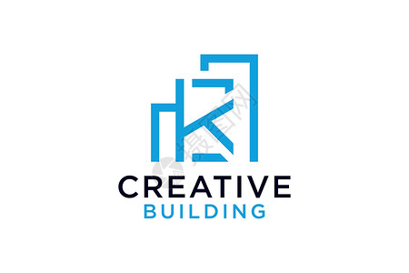 字母 K 与建筑建筑建筑公司Logo矢量设计模板背景图片