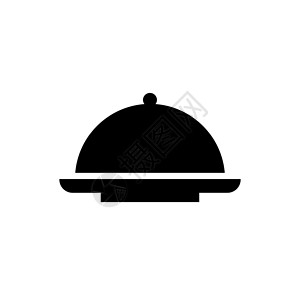 白底黑素材克洛切食物托盘符号 菜单标题标志 白底隔绝的矢量黑晶体图标插画