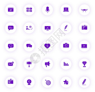 博客紫色颜色矢量图标上带有紫色阴影的浅色圆形按钮 为 web 移动应用程序 ui 设计和打印设置的博客图标背景图片