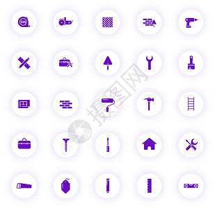 建筑紫色颜色矢量图标上带有紫色阴影的光圆形按钮 为 web 移动应用程序 ui 设计和打印设置的构造图标背景图片