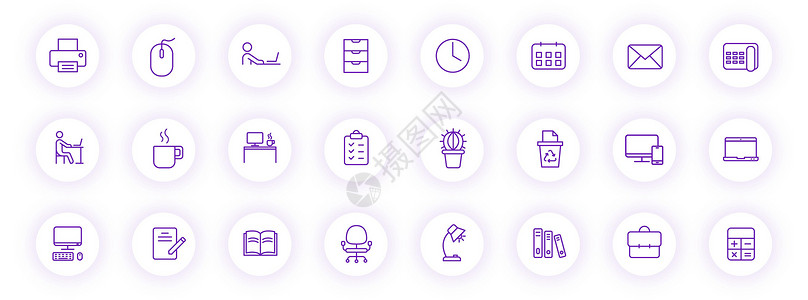 工作区紫色轮廓图标上带有紫色阴影的浅色圆形按钮 为 web 移动应用程序 ui 设计和打印设置的工作区图标背景图片