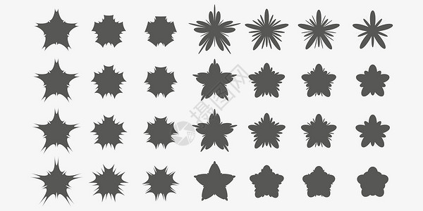 简单黑星符号的矢量组 从三点到八点恒星图标收藏插图魔法庆典艺术火花报酬辉光耀斑网络质量插画