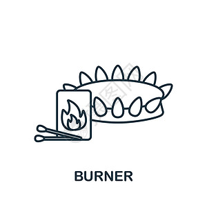 燃烧器图标 用于模板 网络设计和信息图的单色简单烹饪图标活力平底锅微波蓝色烤箱插图圆圈贸易供应商用具背景图片