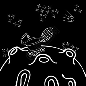 与黑背景的空间相联 天文科学星座月球车小说彗星插图旅行染色白色星星天文学背景图片