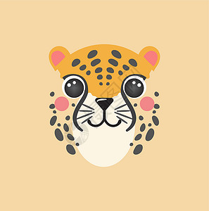 华北豹方形豹状豹式美洲豹笑脸漫画动物 在蜜蜂上孤立的肖像矢量图示插画