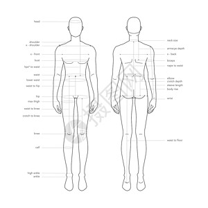 男性身体部位术语测量图 服装和配饰生产时尚男性尺码表草图缝纫裁缝腰部男生收藏臀部图表服饰衣服背景图片