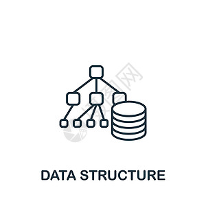 数据节点数据结构图标 单色简单线条 用于模板 网络设计和信息图的数据科学图标中心团体商业企业区块链节点互联网密码数据库贮存插画