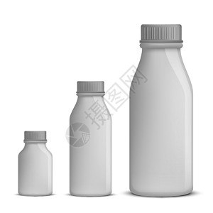 3D 白果汁或奶汁瓶插画