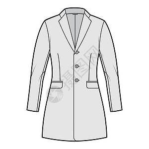 大衣男士夹克合身 Blazer 结构化西装技术时尚插画 单排扣长袖翻盖口袋男人外套领带女士套装人士裙子工作衬衫商业设计图片