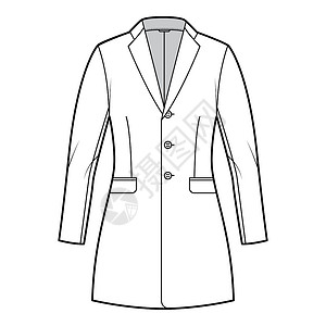 小乔丹暴扣夹克合身 Blazer 结构化西装技术时尚插画 单排扣长袖翻盖口袋外套人士套装运动男装设计绘画男人大衣定制设计图片