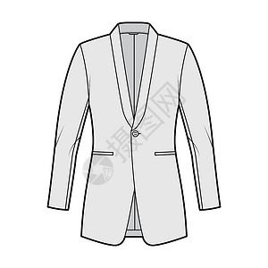运动外套餐具上装的夹克西服礼服Texedo技术时装插图 单胸 长袖 喷口袋运动商务外套领带男装套装女性人士缝纫女士设计图片