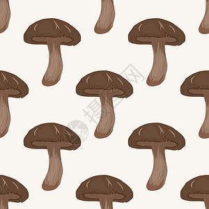 健生房展架白色的Shimitake蘑菇 无缝纹理 手工绘画卡通 Shiitooke 蘑菇房 纺织品设计模板 壁纸 印刷打印义者卡通片食用菌插画