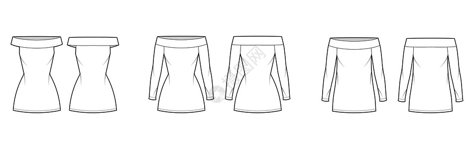 露肩裙一套脱肩的德蕾丝巴多特技术时装插图 用短袖 膝上小铅笔插画