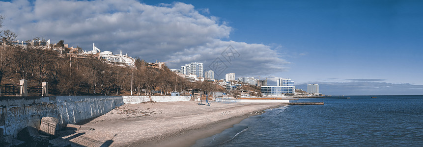 乌克兰敖德萨兰兹海隆海滩胡同旅行长廊城市旅游全景海滩背景图片