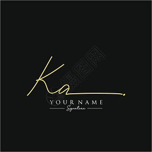 美容院名片字母 KA 签名标签模板矢量刻字写作字体艺术身份主义者团队团体奢华标识设计图片