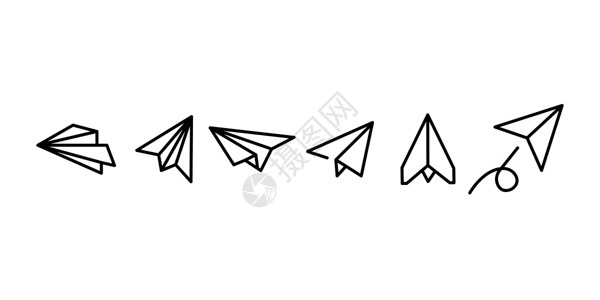 图标集的纸飞机 在白色背景上隔离的可编辑矢量象形图 用于移动应用程序和网站设计的时尚大纲符号 时尚线条风格的高级图标包背景图片