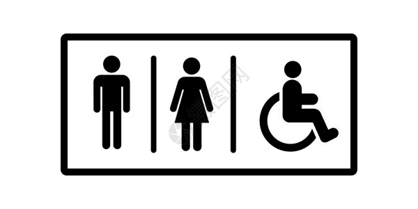 无障碍厕所洗手间标志 与有残疾符号的女士 男子和人的厕所标志 矢量说明插画