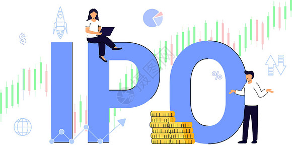 IPO敲钟IPO 最初公开提供货币投资业务公司投资机会IPO库存奉献社会预算基金生长贸易保险经济插图插画