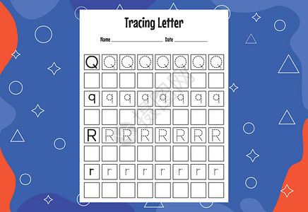 儿童追踪信函工作表 字母跟踪信件英文字母学校英语床单打印插图活动字体痕迹教育学生背景图片