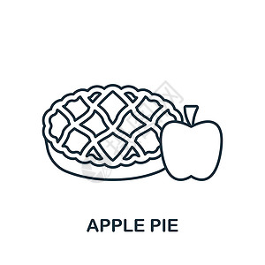休闲糕点肉松饼Apple Pie 图标 用于模板 网络设计和信息图的单色简单线条快餐图标插图水果火鸡糕点食物蛋糕面包甜点卡通片标识插画