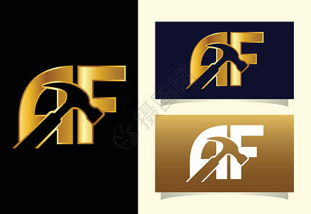 锤子logo首字母 A F Logo 设计模板 用于公司商业身份的图形字母符号推广插图首都奢华主义者品牌艺术极简字体营销插画