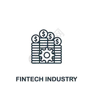 Fintech工业图标 用于模板 网络设计和信息图的单色简单金融技术工业图标货币算法采购支付密码齿轮投资交换创新商业背景图片