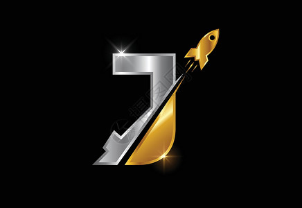 带有火箭标志设计的初始 J 字母组合字母表 火箭图标 字体标志背景图片