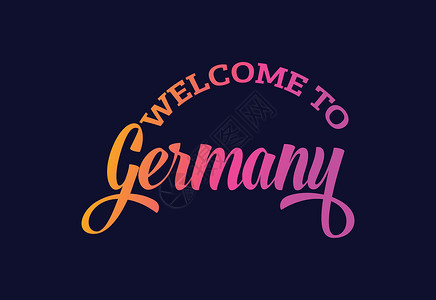 欢迎来到德国 Word Text 创意字体设计插图 欢迎签署世界游客标签标识首都横幅旋风明信片丝带卡片背景图片