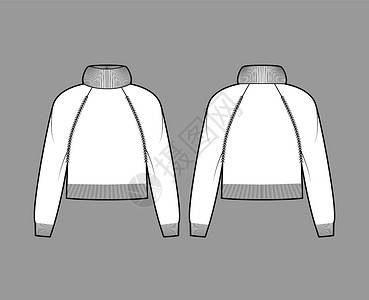 夹克温暖的用长长的拉布兰袖子 放松合身 腰部长度来展示花纹时装图示男性夹克毛衣针织品女装肋骨绘画羊毛衣服高领设计图片