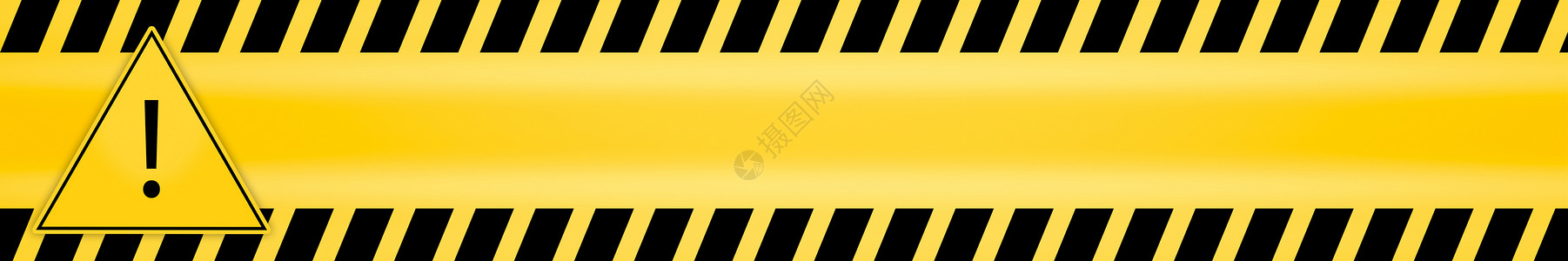 三角形框内的感叹号注意警告危险标志和警告线危险警告以引起注意建造冒险插图安全边界丝带横幅事故警报预防背景