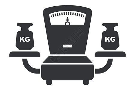 低比例尺比例尺的黑色图标 在市场上有重量 平面矢量说明仪表厨房浴室工具测量平衡食物身体损失金属插画