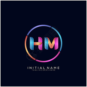 哈姆萨HM 字母标志图标设计模板元素品牌网络标签身份创造力插图黑色艺术营销公司设计图片